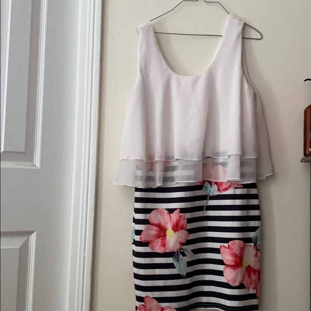 pencil dress with floral design.